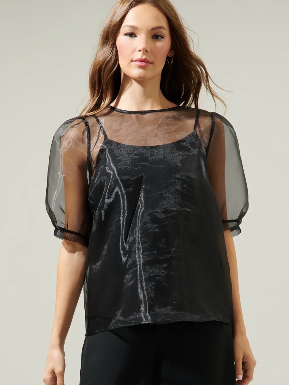 Sugarlips  Sabrina Organza Bow Puff Sleeve Top